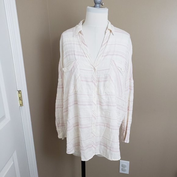 Sold Lou & Grey Pink Striped Buttondown Tie Fro… - Picture 7 of 7